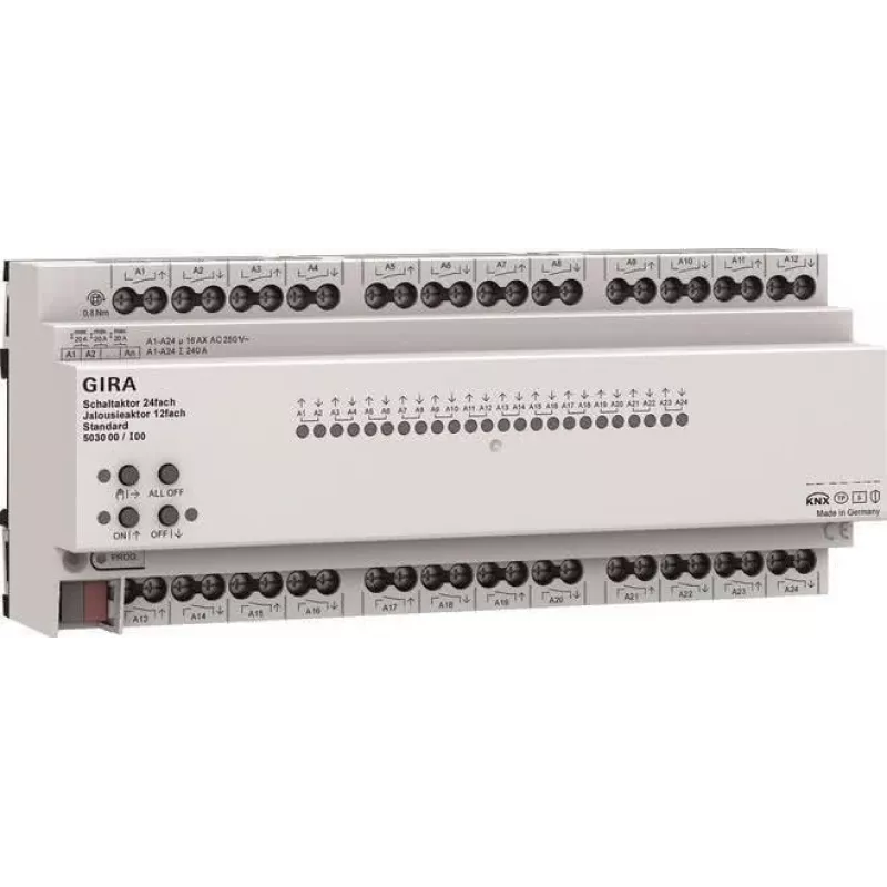 Gira KNX ONE 503000 schakel- en jaloezieactor 24x/12x 16 A standaard