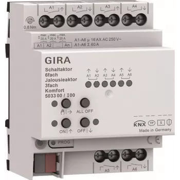 Gira KNX schakel- en jaloezieactor 6f/3f 16 A 503300