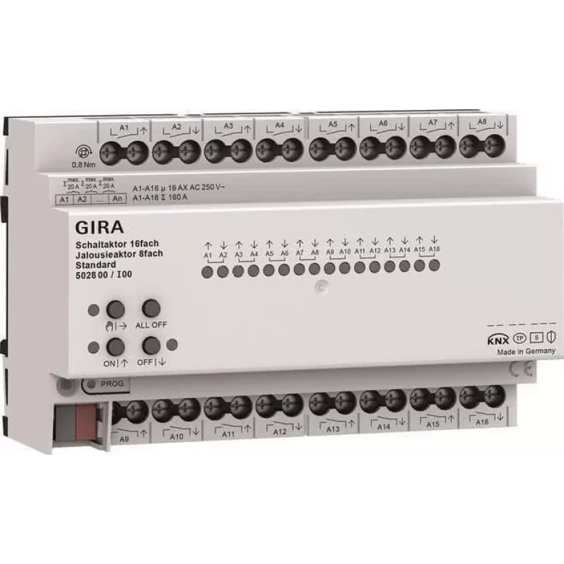 Gira KNX schakel- en jaloezie-/rolluikactor 16/8-voudig 16 A REG Plus met KNX Secure 502800