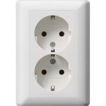 Gira Standard 55 dubbel SCHUKO-stopcontact zuiverwit mat (078804)