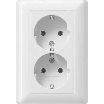 Gira Standard 55 dubbele SCHUKO-stopcontact, reinwit, push-in klemmen, zonder klauwen 078803