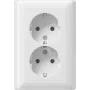 Gira Standard 55 dubbele SCHUKO-stopcontact, reinwit, push-in klemmen, zonder klauwen 078803