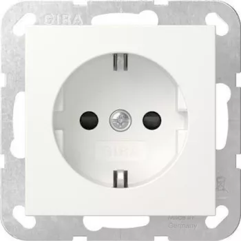 Gira System 55 SCHUKO stopcontact, inbouw, zuiverwit mat, 16 A, 250 V, met verhoogde aanraakbeveiliging 475527