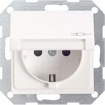 Gira System 55 Schuko stopcontact-inzetstuk, zuiverwit glanzend, 16 A, 250 V, schroefklemmen, inbouwmontage 045403