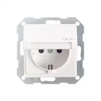 Gira System 55 Schuko stopcontact met klepdeksel, reinwit zijdeglans 045427