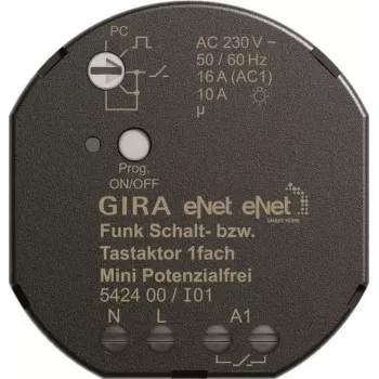 GIRA draadloze schakel-/tastactor Mini 1-kanaals potentiaalvrij 542400