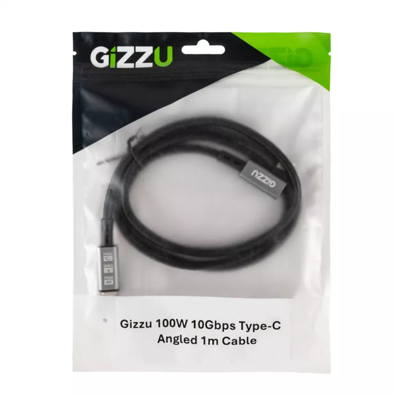 Gizzu 100W 10Gbps Type-C haakse kabel 1m