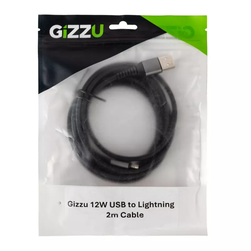 GIZZU 12W USB-naar-Lightning kabel 2 m – MFi-gecertificeerd snel opladen en synchroniseren