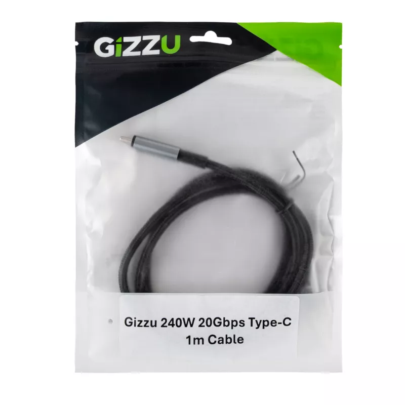 GIZZU 240W 20Gbps USB-C naar USB-C kabel 2m Zwart