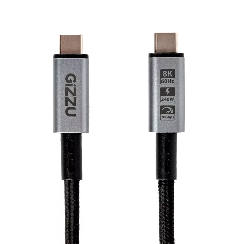 GIZZU 240W 20Gbps USB-C naar USB-C kabel 2m Zwart