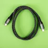 GIZZU 240W 480Mbps USB-C naar USB-C gevlochten kabel 1m zwart