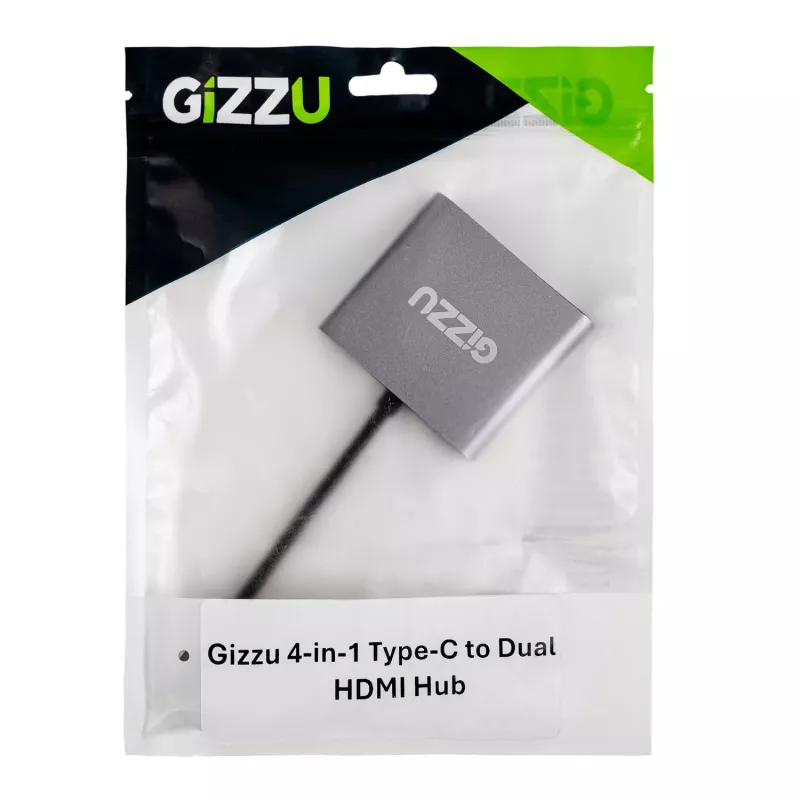 Gizzu 4-in-1 Type-C naar dubbele HDMI hub
