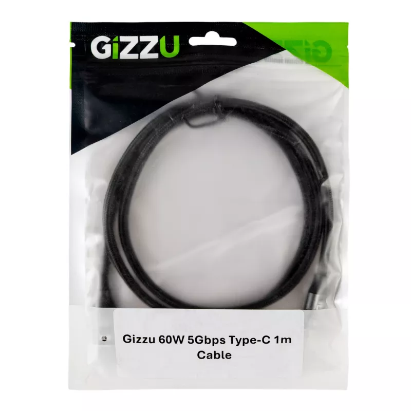 GIZZU 60W 5Gbps USB-C naar USB-C kabel 2m zwart