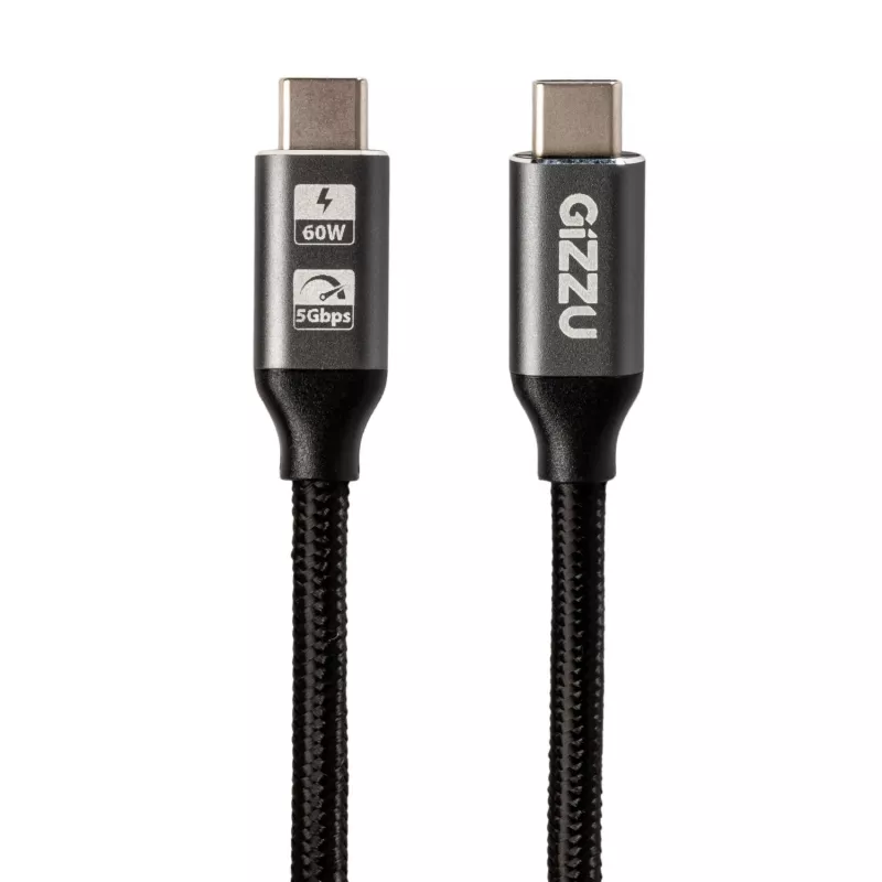 GIZZU 60W 5Gbps USB-C naar USB-C kabel 2m zwart