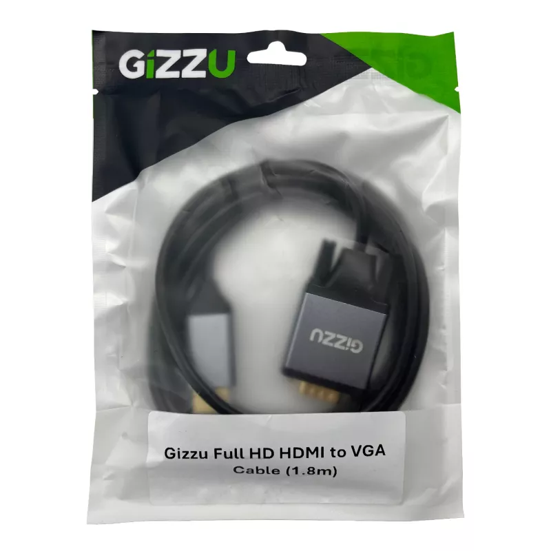 Gizzu Full HD HDMI-naar-VGA-kabel (1,8 m) - zwart