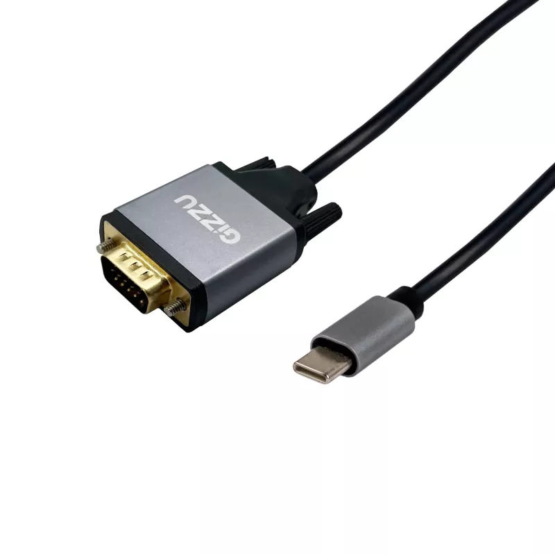 Gizzu Full HD USB-C naar VGA adapterkabel 1,8 m zwart
