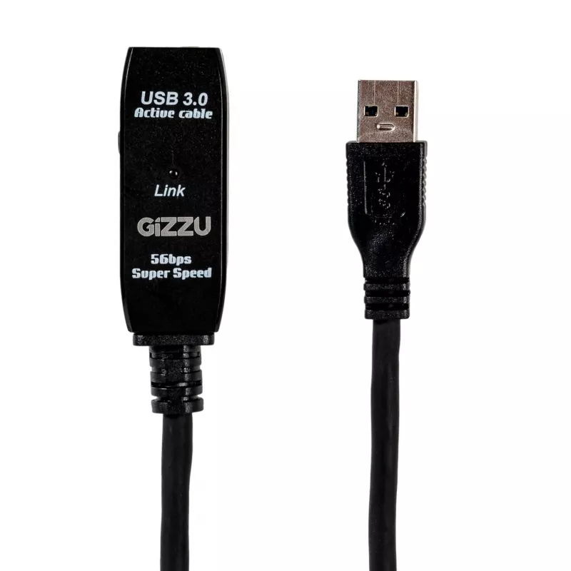 Gizzu USB 3.0 actieve verlengkabel 5m - zwart
