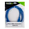 Gizzu USB 3.0 verlengkabel 2m – 5Gbps, stekker naar bus, zwart