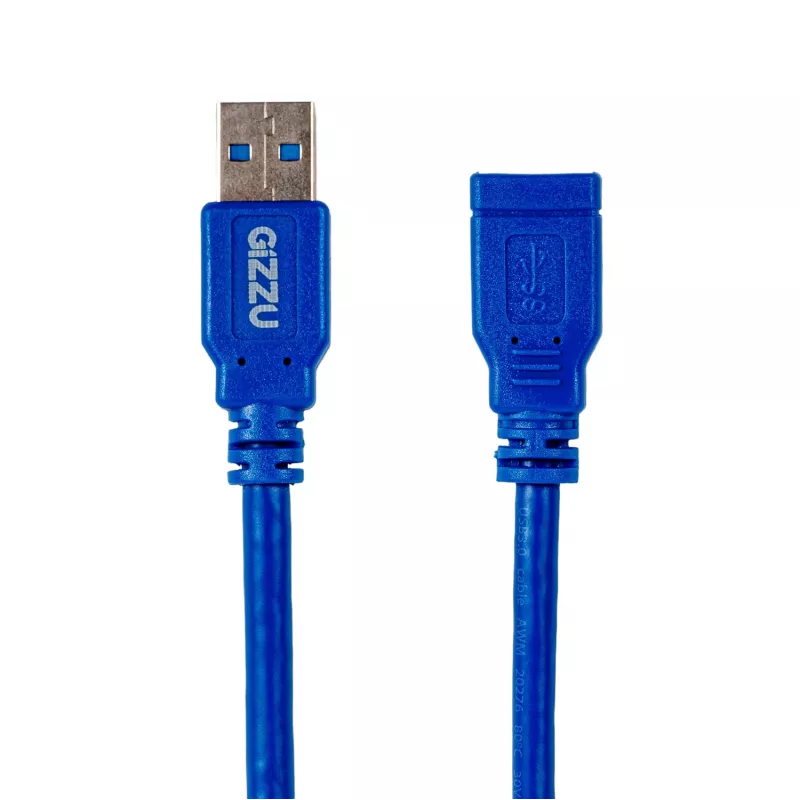 Gizzu USB 3.0 verlengkabel 2m – 5Gbps, stekker naar bus, zwart