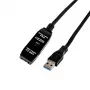 Gizzu USB3.0 actieve verlengkabel 10m – 5Gbps SuperSpeed repeaterkabel met signaalversterker, USB-A mannelijk naar vrouwelijk, busgevoed met optionele DC-poort, zwart