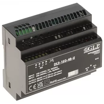 GLP Schakelvoeding DL2-150-48-U - 150W 48V DC DIN-rail, actieve PFC, hoog rendement