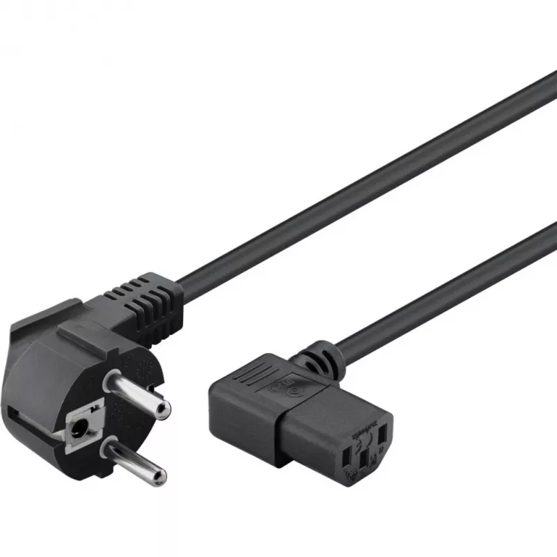 Goobay 51320 netsnoer, Schuko-stekker (haaks) naar IEC C13 bus, zwart, 5 m