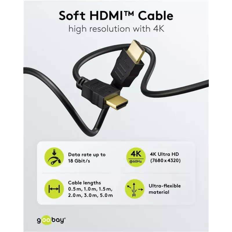 Goobay 80105 soft high-speed HDMI-kabel met Ethernet - 5m zwart
