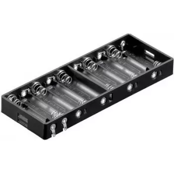 Goobay BH AA 10xL passieve batterijhouder voor 10 AA-batterijen, serieschakeling, 15V uitgang, zwart 11986
