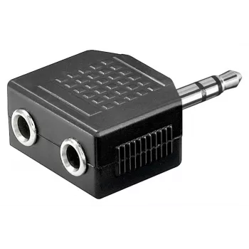 Goobay Hoofdtelefoon AUX-adapter 3,5 mm jack 1-naar-2 splitter, 0,2 m, zwart