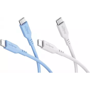 Goobay Ice Breeze set 2x USB-C siliconenkabel, 1,5 m, blauw & wit (81257)