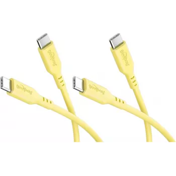 Goobay set 2x USB-C siliconenkabel, 1,5 m, geel (81243)