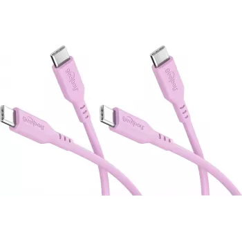Goobay set van 2 USB-C naar USB-C siliconenkabels, 1,5 m, roze (81251)