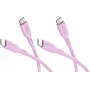Goobay set van 2 USB-C naar USB-C siliconenkabels, 1,5 m, roze (81251)