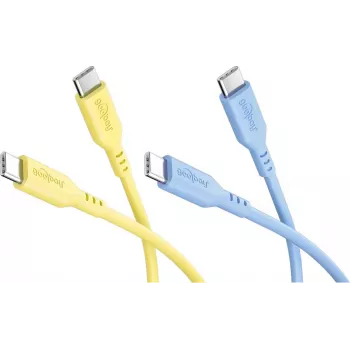 Goobay Sun & Sky set 2x USB-C siliconenkabel 1,5m geel blauw 81274
