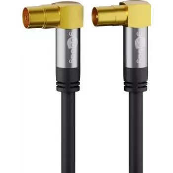 Goobay TV-antennekabel 10 m, 4-voudig afgeschermd, 135 dB, vergulde haakse coaxstekkers, zwart 70475