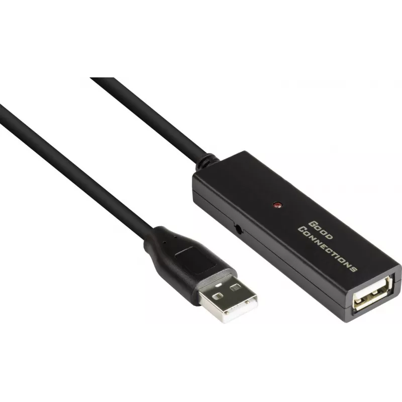 Good Connections GC-M0134 USB 2.0 verlengkabel 20 m zwart met signaalversterker