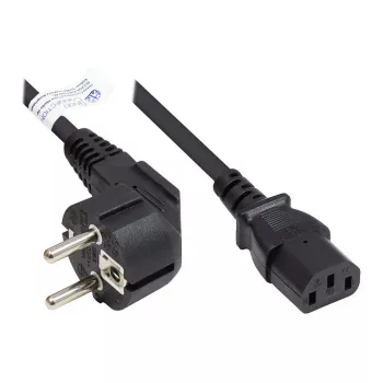Good Connections Schuko-stekker naar IEC C13 stroomkabel, haaks, 0,5 m, zwart