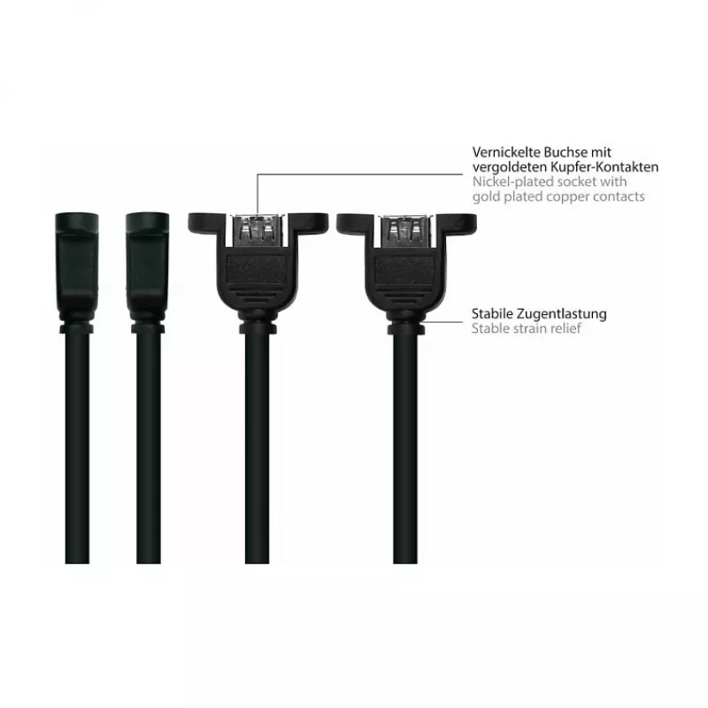 GoodConnections Alcasa UK20P-AEA-020S USB 2.0 verlengkabel, USB-A stekker naar USB-A bus, 2 m, zwart