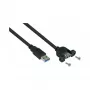 GoodConnections Alcasa UK30P-AEA-020S USB 3.0 Paneelmontage-verlengkabel, USB-A male naar USB-A female, 2 m, zwart