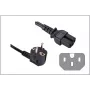 GoodConnections haakse Schuko-naar-IEC-C15 stroomkabel, 1,8m, zwart, 10A/250V, H05VV-F, warmteapparaten 1501-18