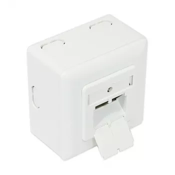 GoodConnections Cat.6 netwerkcontactdoos, 2xRJ45, afgeschermd, opbouw, verticale kabelingang, signaalwit RAL9003 (GC-N0026)