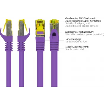 GoodConnections Cat.7 S/FTP patchkabel met RNS® Latch Protection, 40 m, violet 8070R-400V
