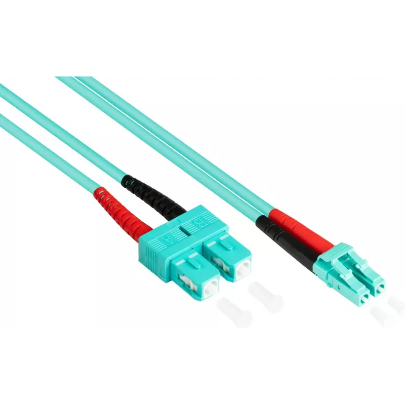 GoodConnections OM3 duplex multimode glasvezel-patchkabel SC naar LC, 50/125 µm, 1m, LSZH aqua LW-801LS3