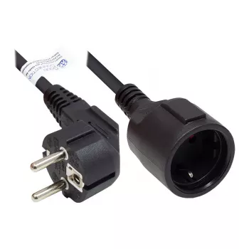 GoodConnections verlengkabel – Schuko-stekker type E+F (CEE 7/7, haaks) naar stopcontact type F (CEE 7/3, recht), 1,50 mm², 10 m, zwart