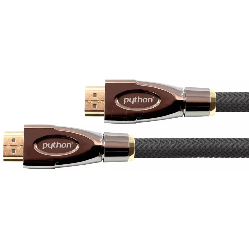 GoodConnections PYTHON Series high-speed HDMI-kabel met Ethernet, 4K UHD 60Hz, 18Gbps, verguld, nylon gevlochten, 3m, zwart (GC-M0018)