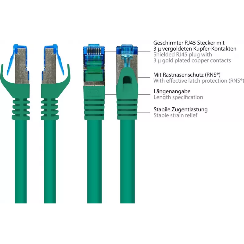 GoodConnections RNS® Cat. 6A S/FTP halogeenvrije patchkabel met trekontlasting, 3 m, groen