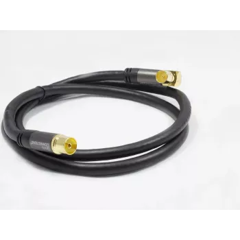 GoodConnections SAT-antennekabel SmartFLEX, IEC/coax haakse stekker naar bus, verguld, viervoudig afgeschermd, 120dB afscherming, zwart, 15m (GC-M2078)