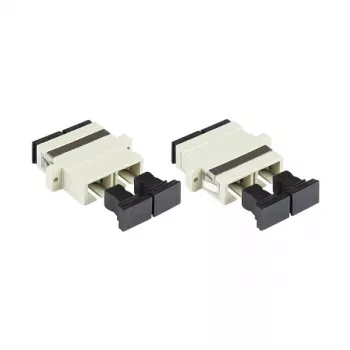 GoodConnections SC/UPC duplex glasvezeladapter, OM2 multimode, keramische huls, kunststof behuizing, met flens, grijs (LW-K207)