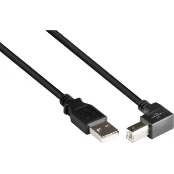 GoodConnections USB 2.0 kabel A naar B haaks naar beneden 2m zwart
