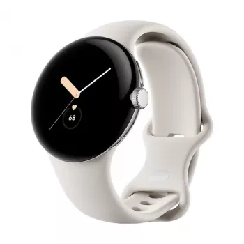 Google Pixel Watch LTE 41mm gepolijste zilveren behuizing met sportband - Chalk